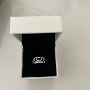 Pandora Silver Heart Crown Ring